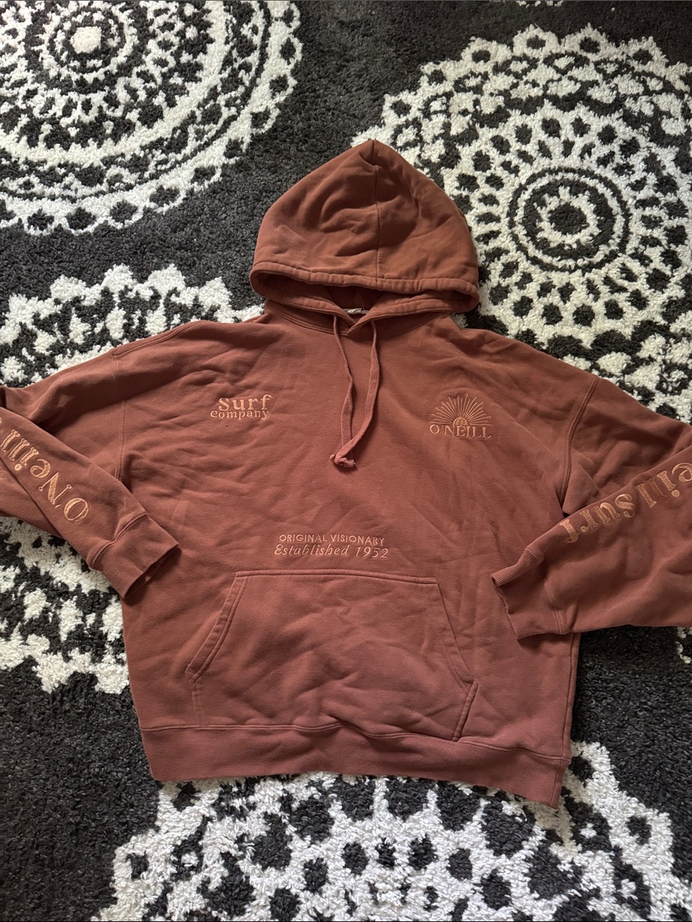 O'Neill women’s chore break oversized Hoodie Sweatshirt Carob brown new M